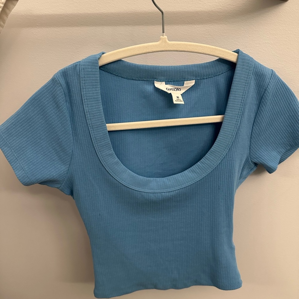 Glassons Cornflour Blue Ribbed Baby Tee